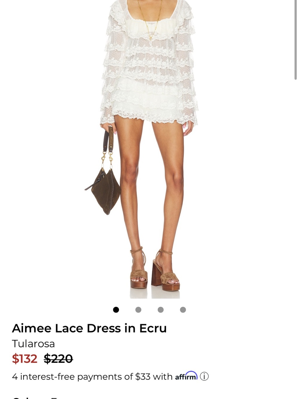 Tularosa Aimee Layered Lace Mini Dress in Ecru